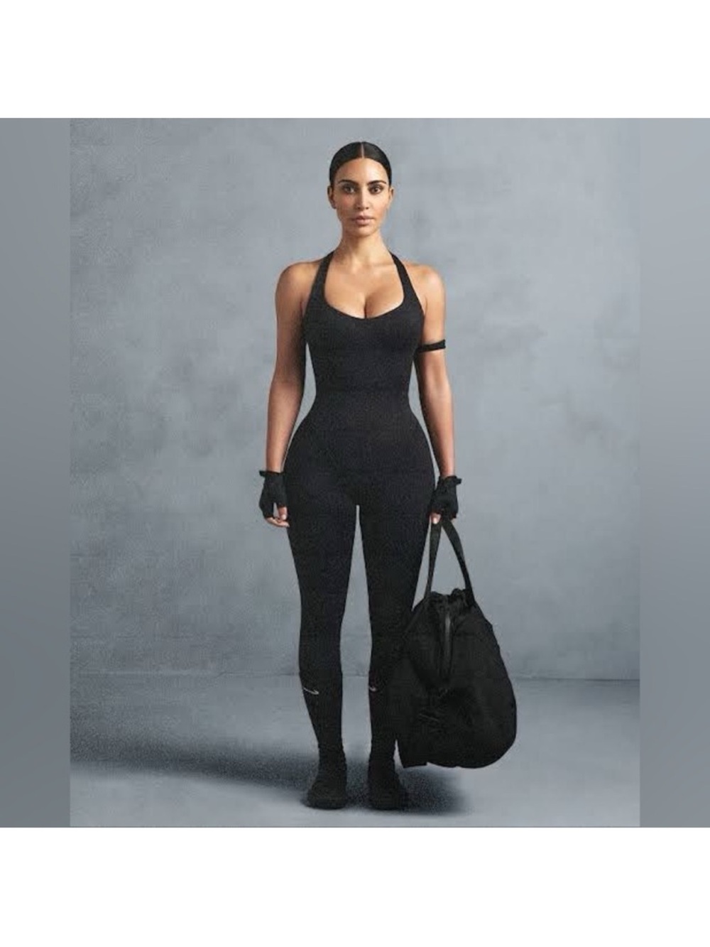 Skims Black Matte Racerback Jumpsuit size small